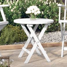 Bois Tables de Salle à Manger d'Extérieur vidaXL Table Pliable De Jardin Blanc ø 46 cm Bois d'Acacia Solide