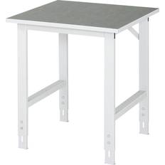 Rau Work table, height adjustable, 760 1080 mm, linoleum worktop, WxD 750 x 800 mm, light grey