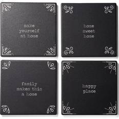 American Atelier Happy Place Set of 4 Ceramic Coasters 4.25''D Coaster 4pcs