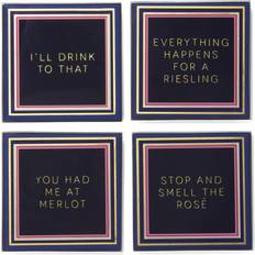 Trina Turk Blue Set Of 4 Glass Serveware 4 D Coaster 4pcs