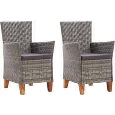 vidaXL Havestole 2 Stk Med Hynder Polyrattan Grå