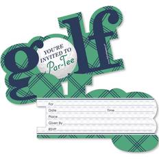 Green Cards & Invitations Par-Tee Time Golf Shaped Fill-in Invitations with Envelopes 12 Ct Green