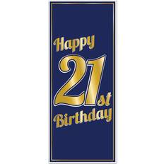 Birthdays Table Cloths Blue and Gold"Happy 21st Birthday" Door Cover- 1 pc