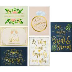 Juvale 24 Pack Wedding Cards for Bride and Groom with Envelopes Engagement Congratulations 6 Gold Foil Designs 5x7 in