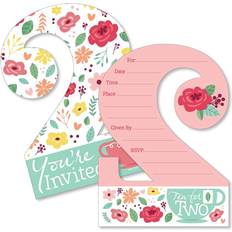 2nd Birthday Tea for Two Shaped Fill-in Invitations with Envelopes 12 Ct Pink