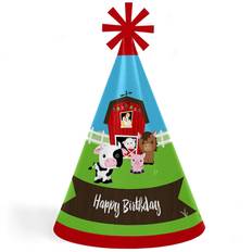 Birthday party decorations for adults Farm Animals Cone Happy Birthday Party Hats Set of 8 Standard Size Red