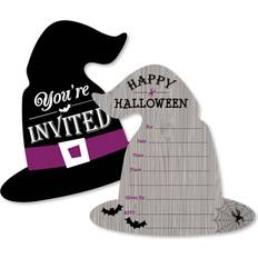 Halloween Cards & Invitations Happy Halloween Shaped Witch Fill-in Invitations with Envelopes 12 Ct Black