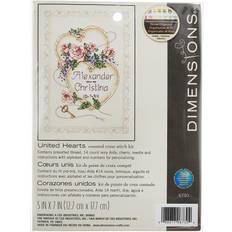 Bröllop Handarbetskits Dimensions Mini Counted Cross Stitch Kit 5"X7"-United Hearts Record 14 Count