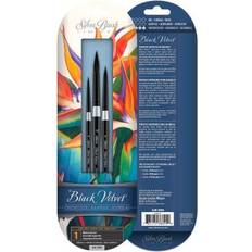 Silver Painting Accessories Black Velvet Watercolor Brush Set 3/Pkg-Round