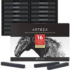 Arteza Compressed Charcoal Medium Grade and Hard Grade 16 Pack