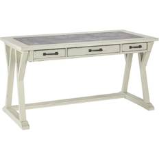 Gray desk with drawers Benjara Three Drawers Writing Desk