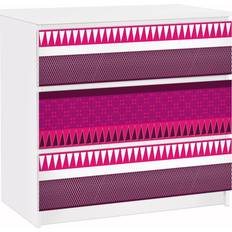 Malm Cassettiera 3x Tiroirs Ethnomix Rose Comò