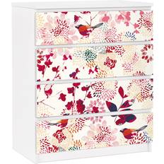 Papier Adhésif Pour Meuble Malm 4x Tiroirs Fancy Birds Commode