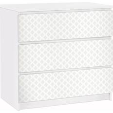 Papier Adhésif Pour Meuble Malm 3x Tiroirs Diamond Grid Light Beige Commode