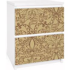 Papier Adhésif Pour Meuble Malm 2x Tiroirs Motif Spirituel Beige Commode