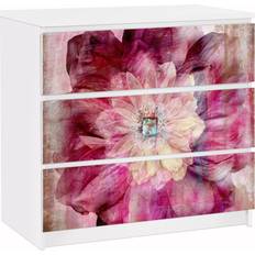 Malm Cassettiera 3x Tiroirs Fleur Grunge Comò