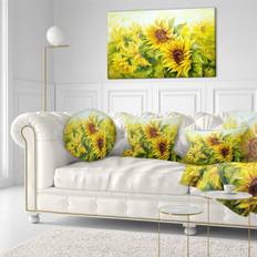 Design Art Bright Yellow Sunny Sunflowers - Floral Painting Framed Art