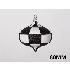 Black Christmas Tree Ornaments Queens of ORN-CHKR-ON-80-MOD 80 White & Black Christmas Tree Ornament