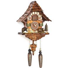 Hermle 9.5" Brown and White Bears Cuckoo Wall Clock