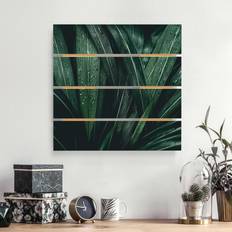 Impression sur bois Feuilles de palmier vertes