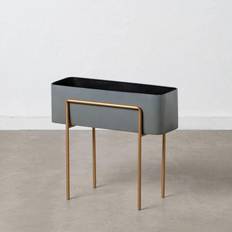 BigBuy Garden Planter 55 Grey Golden Metal ∅24cm