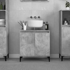 Muebles de Baño vidaXL Armario De Lavabo Madera Contrachapada Gris 58 x 33 x 60 cm