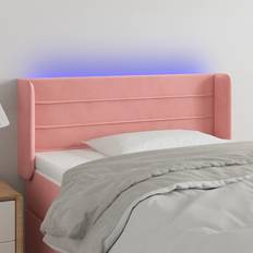 vidaXL LED-lys fløjl lyserød Sengegavl