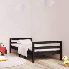 vidaXL Dagbädd Svart 75 x 190 cm Massivt Furu Sängram