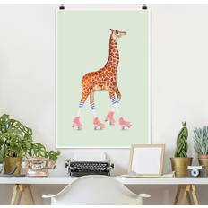 Pósters Poster Animaux Girafe Avec Des Patins À Roulettes