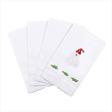 Rectangular Cloth Napkins Saro Lifestyle XM610.W1422 Embroidered Santa Claus Christmas Hemstitched Cloth Napkin White