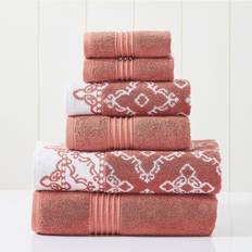 Orange Bath Towels Modern Threads 6-piece Yarn Jacquard Badehåndkle Rød, Oransje, Beige (137.16x)