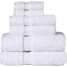 Superior Highly Absorbent 6Pc Ultra Plush Solid Egyptian Cotton Set Bath Towel White