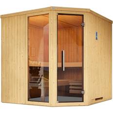 Beige Sauna accessoires Weka Hoeksauna Varberg 3 Gtf, 7,5 Kw Bios 194x194cm Naturel