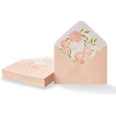 Paper Junkie Floral Envelopes for Invitations and Greeting Cards Blush Pink, 5x7 in, 50-Pack