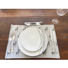 Algodón Individuales Set of 2 Stag Print Place Mat Grey