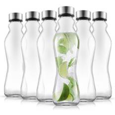 Insulated water bottle Joyjolt Spring 18 Clear Glass Insulated with Stainless Steel Cap Water Bottle