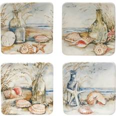 Multicoloured Dessert Plates Certified International Coastal Landscape Set Canape Asjett 4st