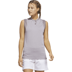 Golf - Women Tank Tops adidas Women's Ultimate365 Tour Sleeveless Primeknit Polo 18224652- earth strata