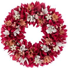 Pink Decorations Northlight 13" Fuchsia Pink Wooden Floral Spring Wreath with Berries Decoration