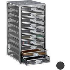 Desk with drawers Relaxdays Desk Organiser 10 Drawers for DIN A4 Files Letter Tray and Paper Sorter Mini Chest of Drawers Silver