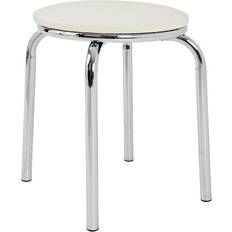 Blanc Tabourets HAKU Möbel Rond Empilable Assise En Tissu Blanc Tabouret