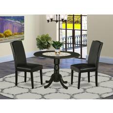 Table with two chairs East West Furniture DLEN3-BLK-69 3Pc Kitchen Chair