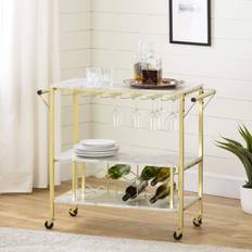 Cabinets South Shore Maliza Cart Gold Liquor Cabinet