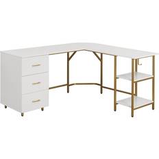 Gold Tables Techni Mobili L-Shape Office Two-Tone Writing Desk 54x59"