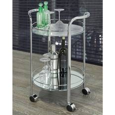 Silver Trolley Tables Worldwide Homefurnishings 2 Tier Glass/Chrome Cart Trolley Table