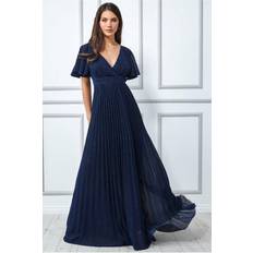 Goddiva Lurex Pleated Maxi Dress