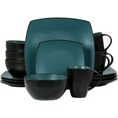 Gibson Elite Soho Lounge Square Reactive Glaze Stoneware 16pc Dinner Set 16pcs
