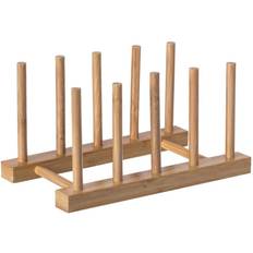 Wood Dish Drainers Basicwise Set 2 Bamboo And 4 Grid, Natural 4 Grid Dish Drainer