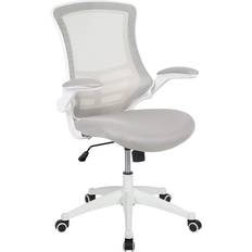 White Office Chairs Flash Furniture Kelista Light Gray Mesh/White Frame Office Chair 41.2"