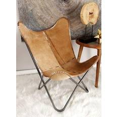 Leathers Armchairs Harper & Willow Primrose Valley Industrial Butterfly Armchair